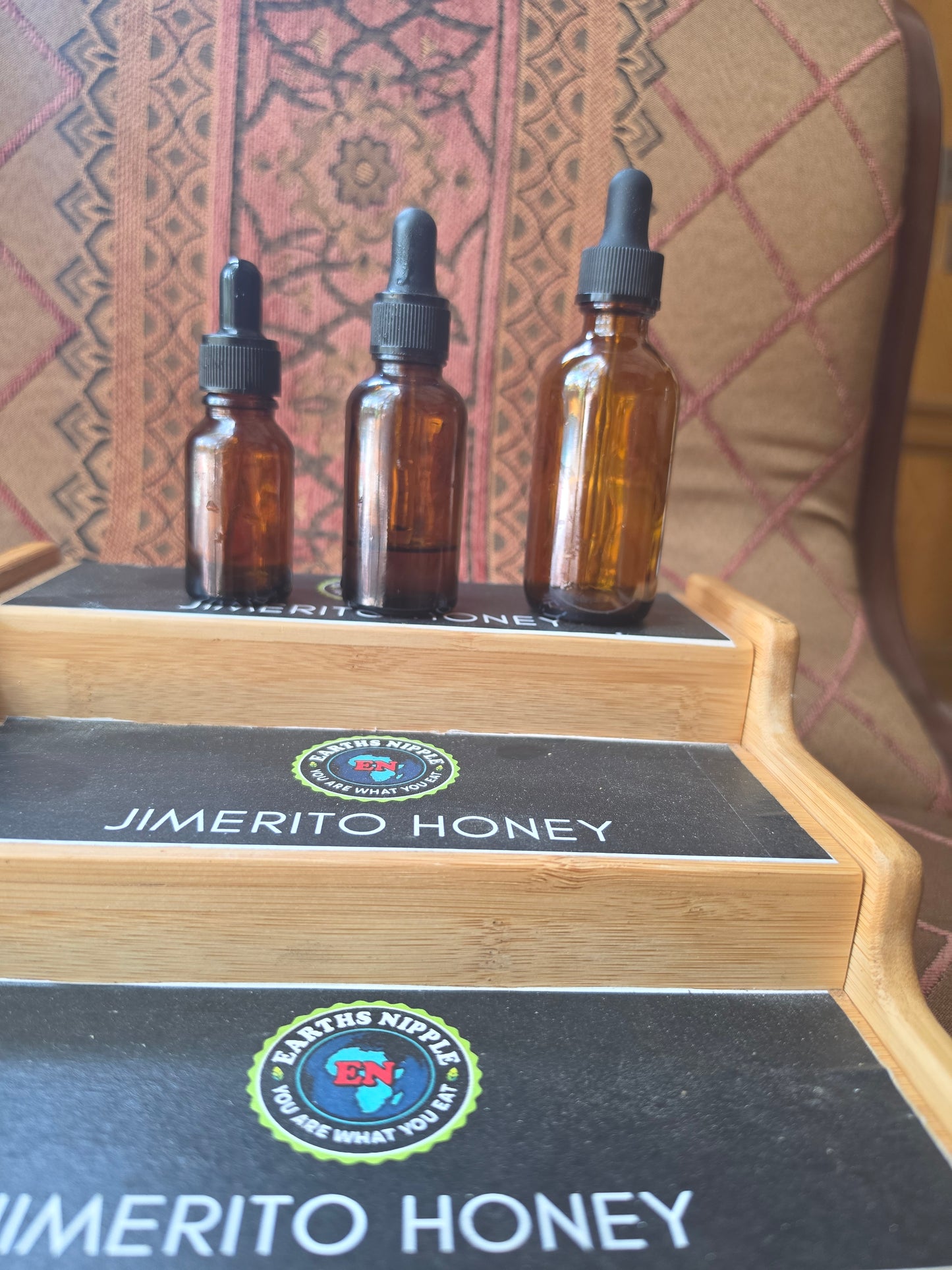 Jimerito stingless bee honey bottles from Honduras